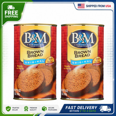 B&M Brown Bread Plain Canned Molasses Bread 16oz (Pack of 2)