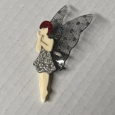 LEA STEIN FAIRY BROOCH Silver Red