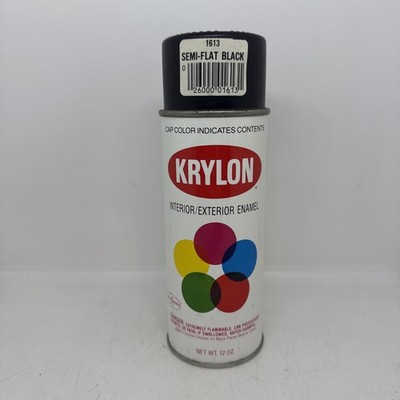 Vintage 1980 s Krylon SEMI-FLAT BLACK - 1613 Spray Paint Can Bar Code Borden