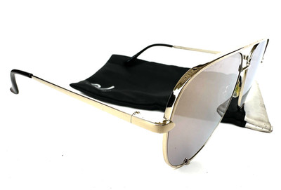Quay Australia High Key Sunglasses - Gold Mirror Lens Gold Metal Frame + Case