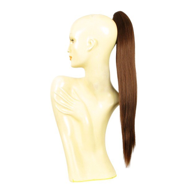 Postiche queue de cheval lisse 70cm - Extension cheveux châtain foncé cuivré 7 en 31
