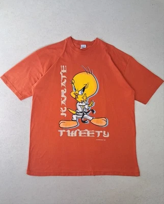 T-shirt Titi Looney tunes Printed Tweety Kung fu Vintage Rare année 1998 100% C - Photo 1/4