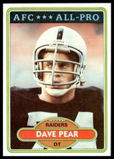 1980 Topps #255 Dave Pear RC Oakland Raiders NM+