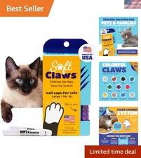 Comfortable Safe Large Cat Nail Caps - 40 Pack in Purple for All Life Stages
