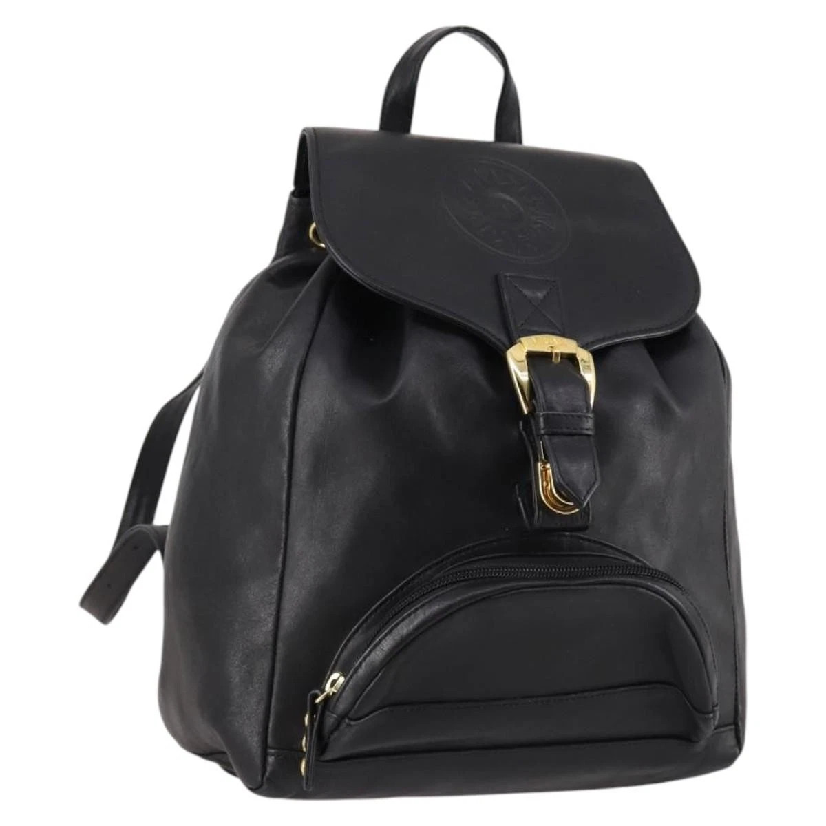 Vintage Gianni Versace Black leather backpack with gold hardware. Versace Black & Gold Medusa Logo Nylon & Leather Medium  main image 3