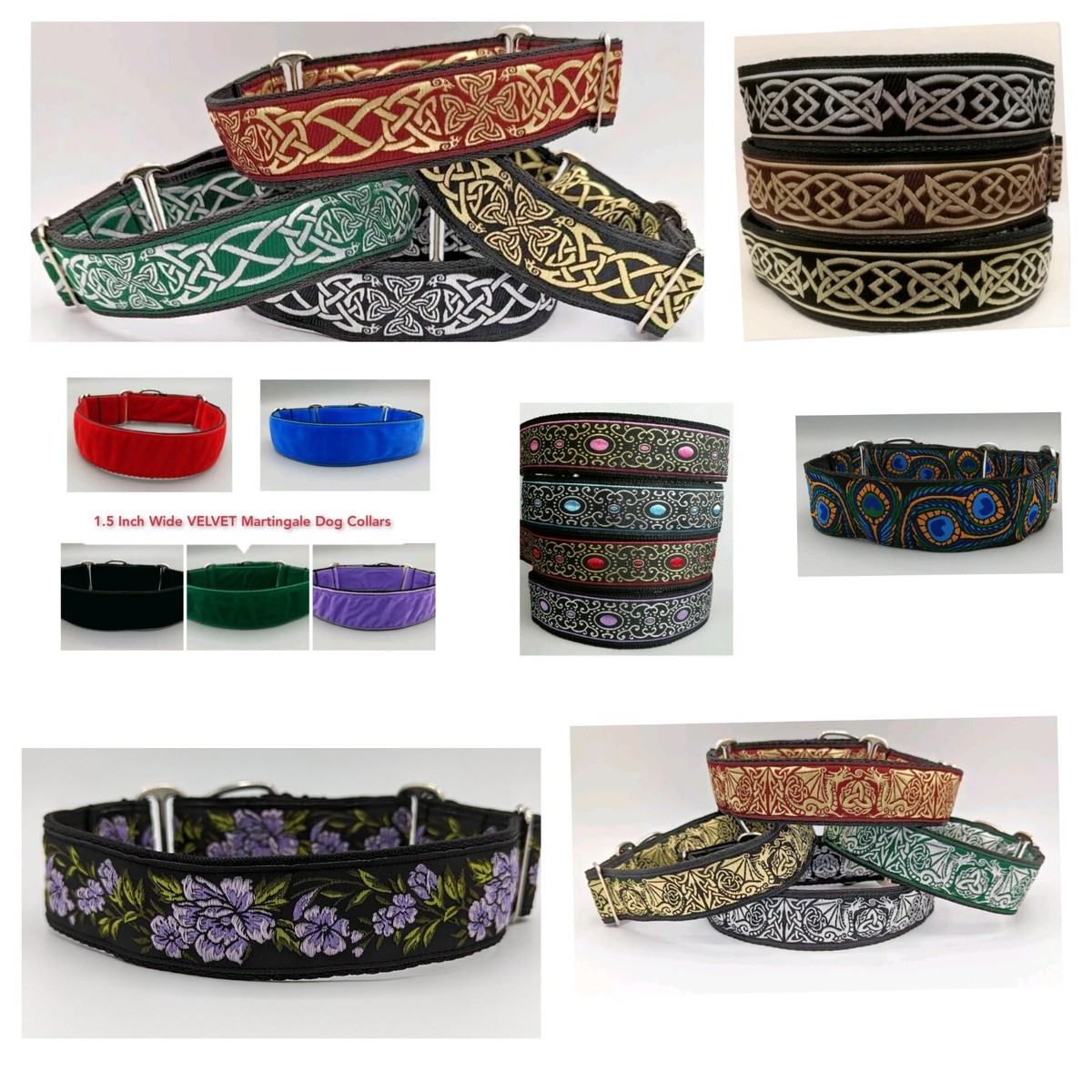 38mm Wide Martingale Dog Collar Greyhound Lurcher Saluki
