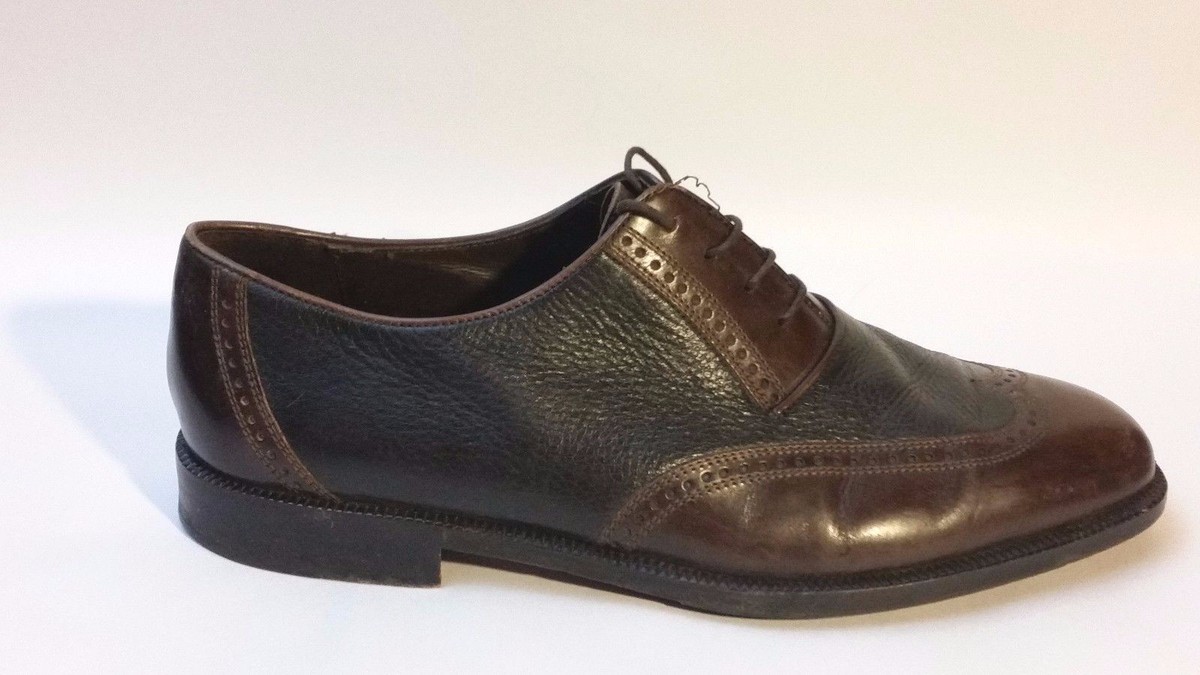Bragano Cole Haan Brown Black Leather Wingtip Oxfords Dress 