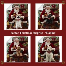 Santa's Christmas Surprise Dog Cat Pet Fleece Blanket Pet Lovers Gift