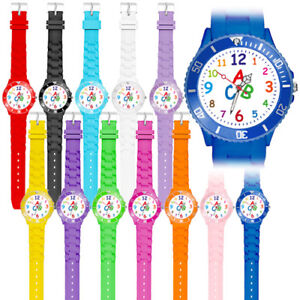 Kinder Uhr Silikon Armbanduhr Quarz Schuler Schulanfang Lernuhr Zahlen Uhr Bunt Ebay