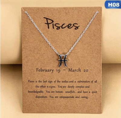 Pisces 12 Constellation Zodiac Sign Silver Pendant Necklace