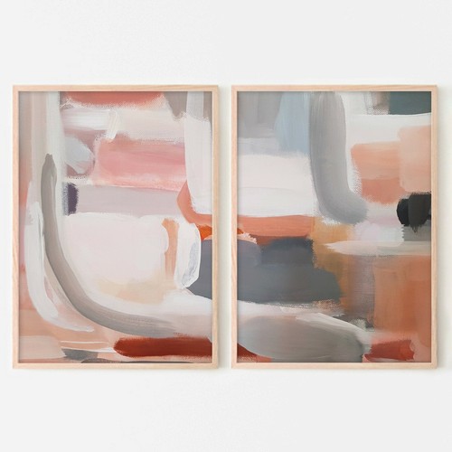 Lot De 2 Posters Déco Abstraits Aquarelle - Style Boho Minimaliste, Pour Salon/chambre