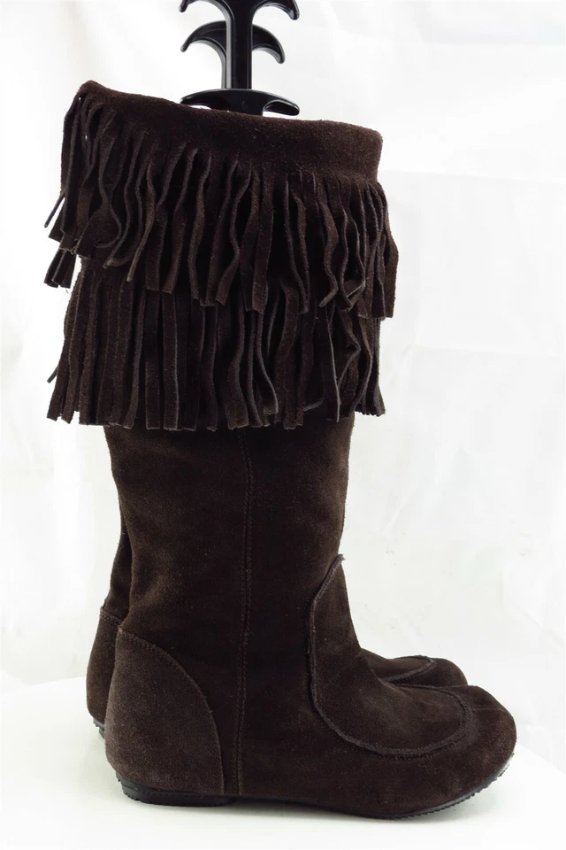 Bota Ravel Talla 36 M Flecos Largos Cuero Marrón Mujer Foto 4 de 4