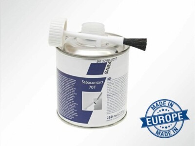 Saba Colle de contact Sabacontact 70T PVC avec pinceau pour bâches, bâches de bassin 250 ml Saba Colle de contact Sabacontact 70T PVC avec pinceau pour bâches, bâches de bassin 250 ml