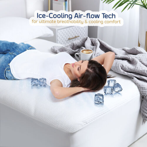 Cooling Mattress Protector Waterproof Fitted Mattress Cover Elastic All around - Picture 20 of 36