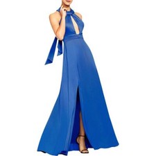 Aidan Mattox Draped Halter Gown BLUE SIZE 2 8 6 4