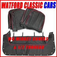 Mg Midget Sprite Seat Covers 12 Tonneau 1970 - 1981 - Black Red