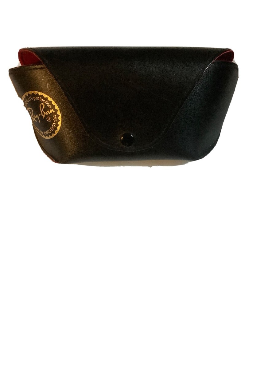 Ray-Ban Black Leather Sunglasses Case with Gold Logo RAY BAN Eyeglass Sunglass Black Cover Hard Case Gold Logo  main image 3
