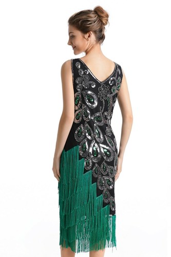 Deluxe Ladies 20s 1920s Roaring Flapper Costume Sequin Gatsby 20's Fancy Dress - Picture 8 of 14