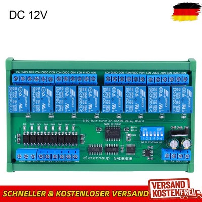 8CH UART RS485 Relaismodul DIN35 C45 Modbus RTU Steuerschalterplatine (DC 12 V)
