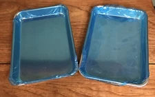 2 Baker's Mark Eighth Size 6 1/2" x 9 1/2" Wire in Rim Aluminum Bun Pan Sheet 