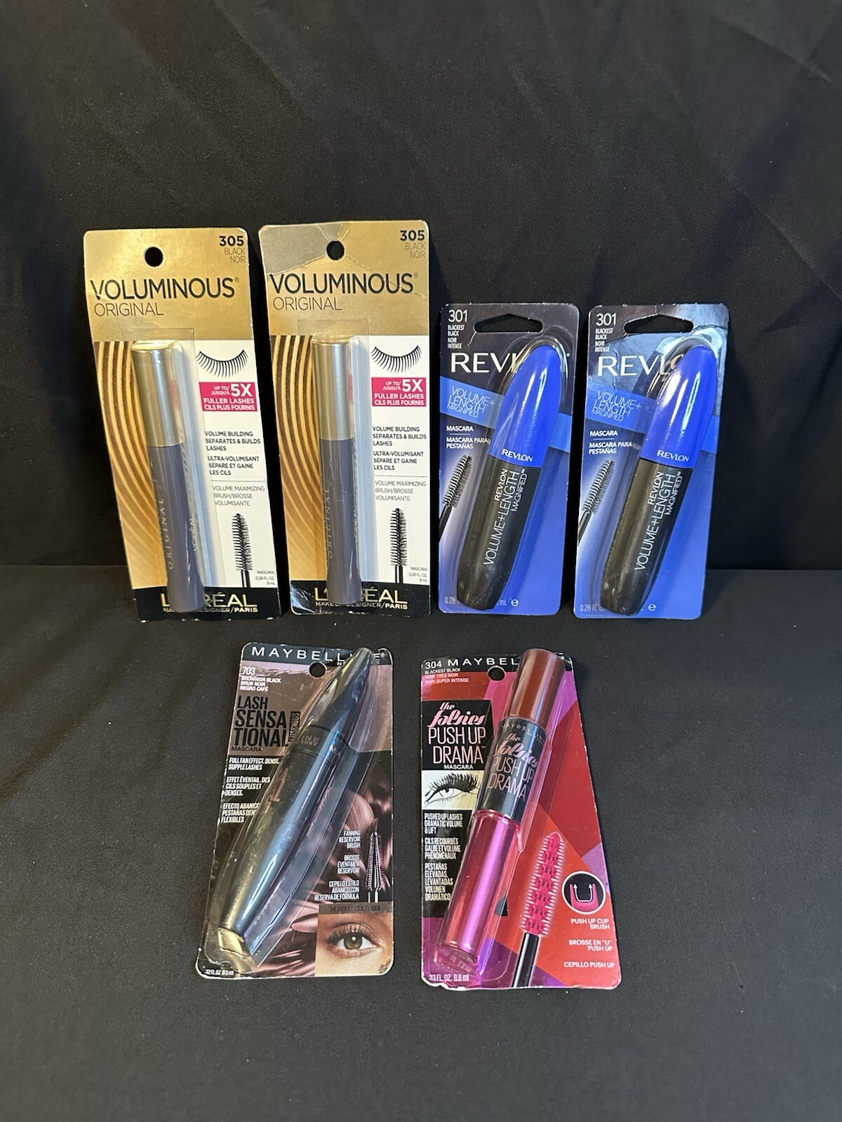 6-Pack Black Mascara Set – L'Oreal 305, Revlon 301, Maybelline 703 & 304-image