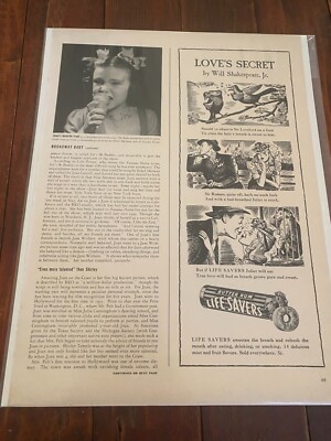 Vintage 1941 Life Savers Candy Love's Secret William Shakespeare ad