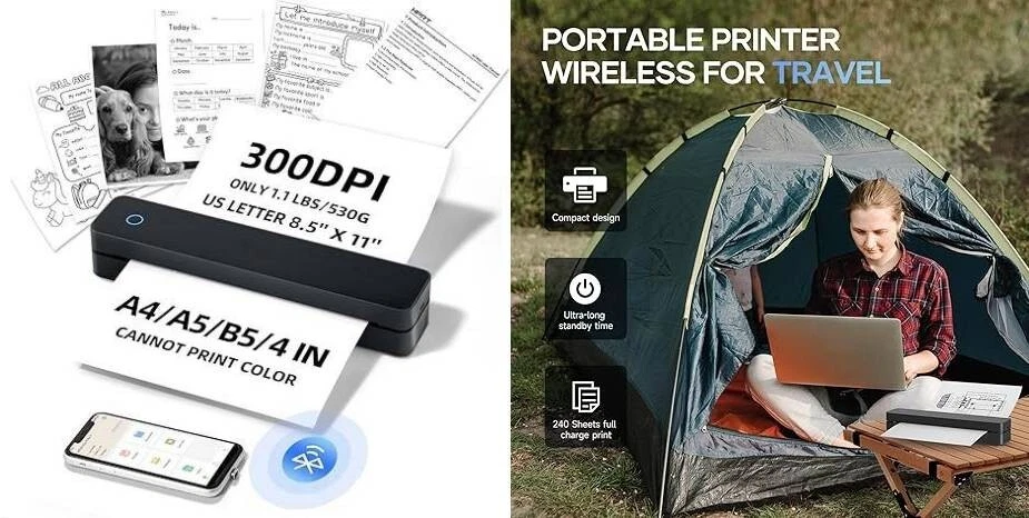 Impresora portátil inalámbrica para viajes, impresora térmica pequeña sin tinta. - Image 4 of 4