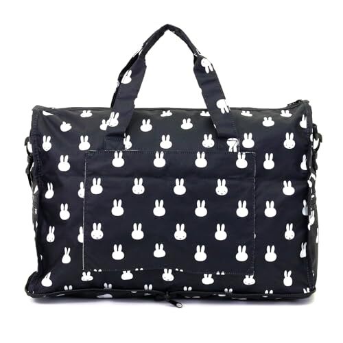 Miffy Black Compact Foldable Travel Duffle Bag, Lightweight