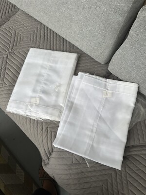 Vintage Curtain Panel Pair 2 White Sheer Sunny Sheers Dacron Polyester