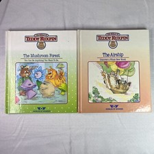 2 Vintage Teddy Ruxpin Books - The Mushroom Forest 1986  The Airship 1985