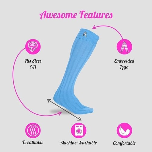 Royal and Awesome Men`s Golf Blue Socks for Plus Twos or Shorts Size UK 7 - 11 - Picture 5 of 5