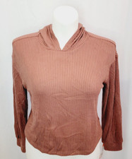 Colsie Small Mauve Pink Hoodie Sweatshirt Women's Cozy Soft Ribbed Lounge Top