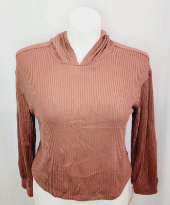 Colsie Small Mauve Pink Hoodie Sweatshirt Women's Cozy Soft Ribbed Lounge Top