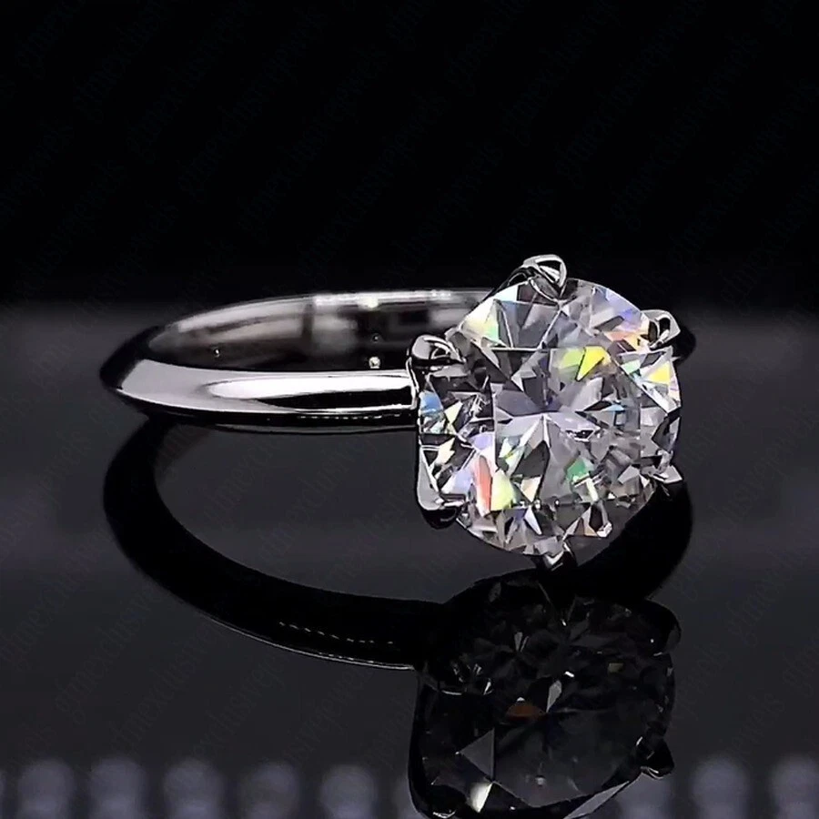 Anillo de compromiso de diamantes cultivados en laboratorio IGI 2,50 quilates corte redondo E VVS2 platino sólido 950 Foto 3 de 4