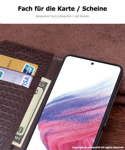 Echt Leder Klapphülle Magnet Ständer Wallet Case Kartenfächer Tasche für SAMSUNG - Bild 5 von 26