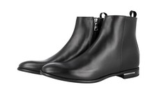 PRADA DRESS ANKLE HALF BOOTS SHOES 2TC055 BLACK LEATHER ZIP US 7.5 EU 40,5 41