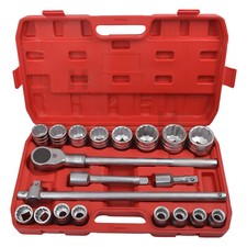 Image of HEAVY DUTY 3/4" Inch dr Socket Set 19-50mm 12 Point Sockets Ratchets Extensions