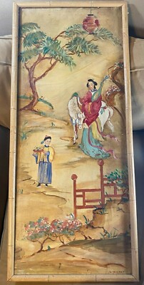 Rare Florence Newcomer ''Asian Landscape Scene'' Oil Painting #1 - Signed/Framed