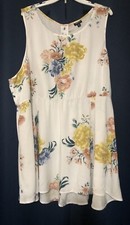 Torrid White Floral Button Back Babydoll Hi Lo Top Plus Size: 4 - Preowned 