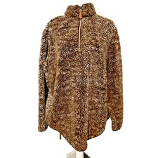 Simply Southern Mocha Frosted Tip Sherpa Pullover Qtr Zip Long Sleeve Size XL