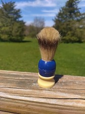 "Ever-Ready Badger Bristle 107 Sterilzed" Blue and Cream Handled Shaving Brush