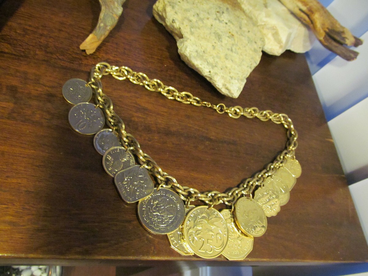 Vintage Gold tone Franklin Mint The Golden Caribbean 14 Coins