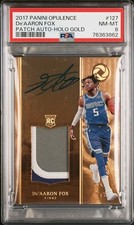 2017 Panini Opulence De’aaron Fox Rookie #127 Patch Auto Holo Gold 02/10 PSA 8