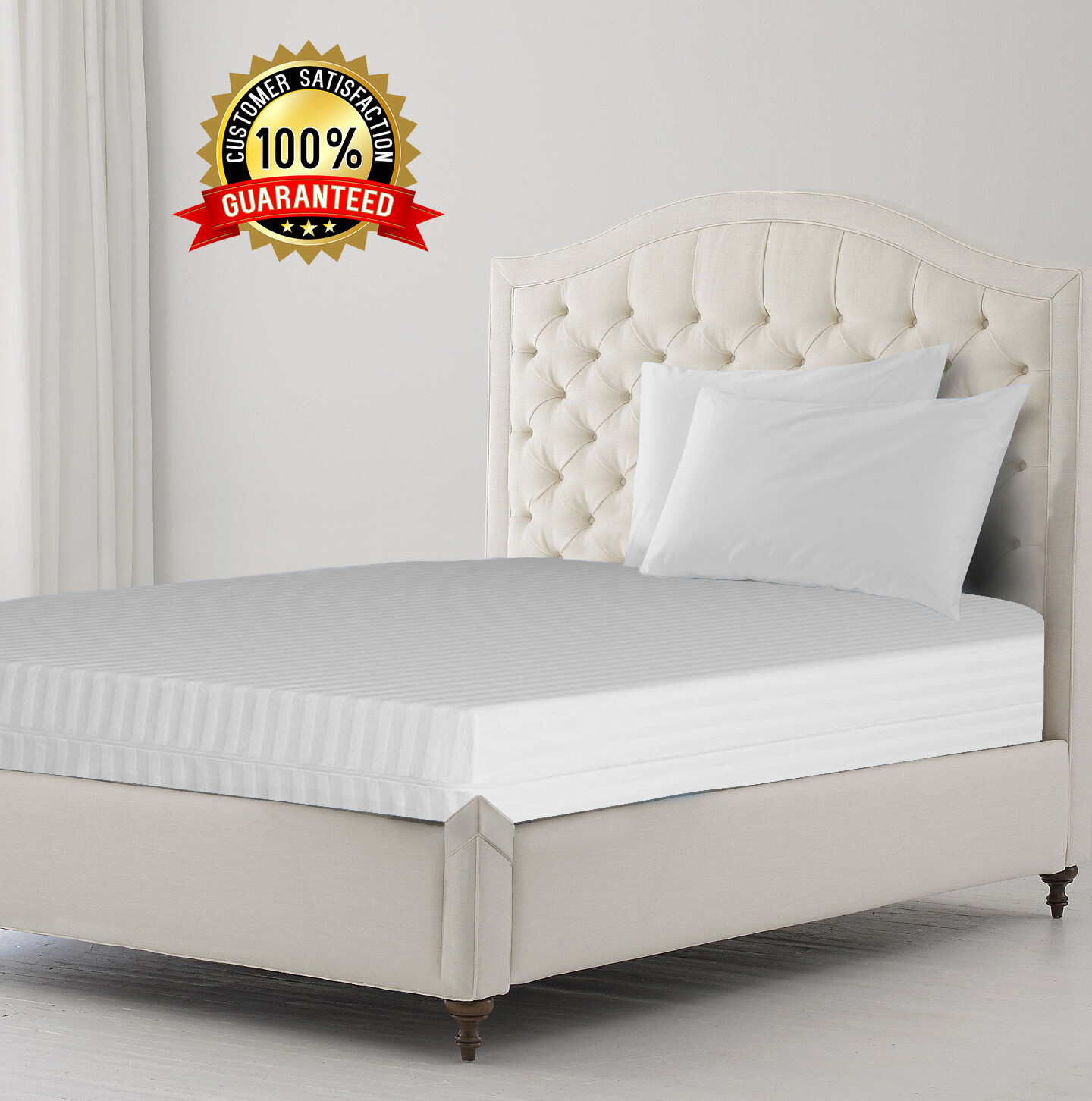 White Satin Mattress Full Zip Cover Total Encasement Anti Bug Bed