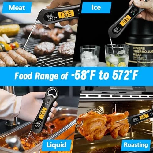 Meat Thermometer Digital, Instant Read Meat Thermometer for Grill and Cooking...