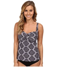 TYR DIAMOND VALLEY TWISTED OTS BRA TANKINI SWIM TOP GREY BLACK SZ 8 NEW! $49