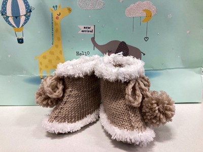 Babys erste Ugg-Stiefel Neugeborene bis 0-6 Monate handgestrickt hellbraune Farbe