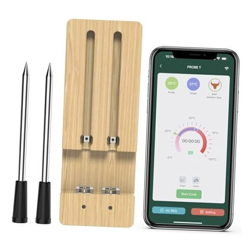 Wireless Meat Thermometer, 165Ft Smart Bluetooth Meat Thermometer, Wireless