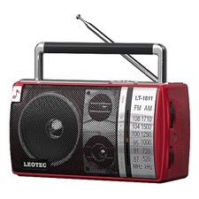 AM FM Radio, Portable Bluetooth Radio, Plug in Wall or Battery Operated Red