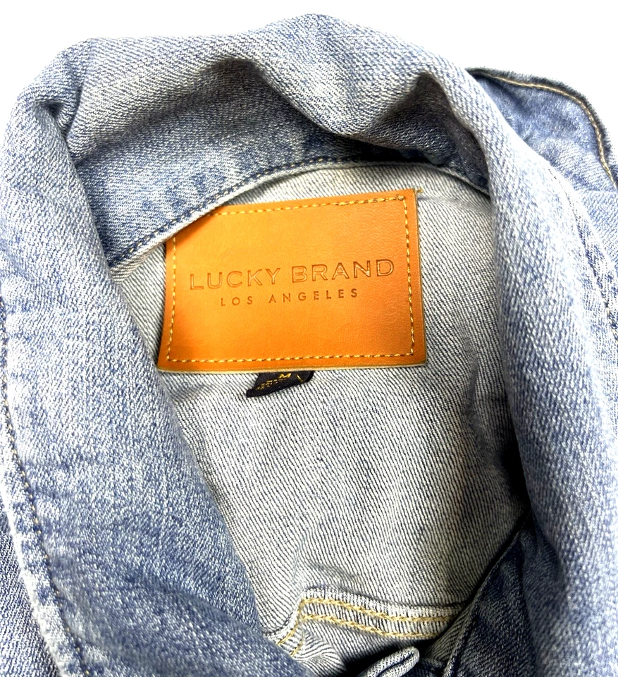 Chaqueta de Camionero Lucky Brand Distressed Para Hombre Denim Lavado Medio Medio Foto 4 de 4